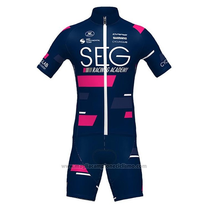 2021 Abbigliamento Ciclismo SEG Racing Academy Spento Blu Fuxia Manica Corta e Salopette